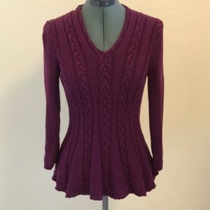 Cupio Cable Knit Peplum Sweater Size M
